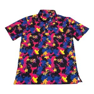 Hreski‎ Multicolor Polyester Spandex Golf Logo Polo Shirt Men's Medium